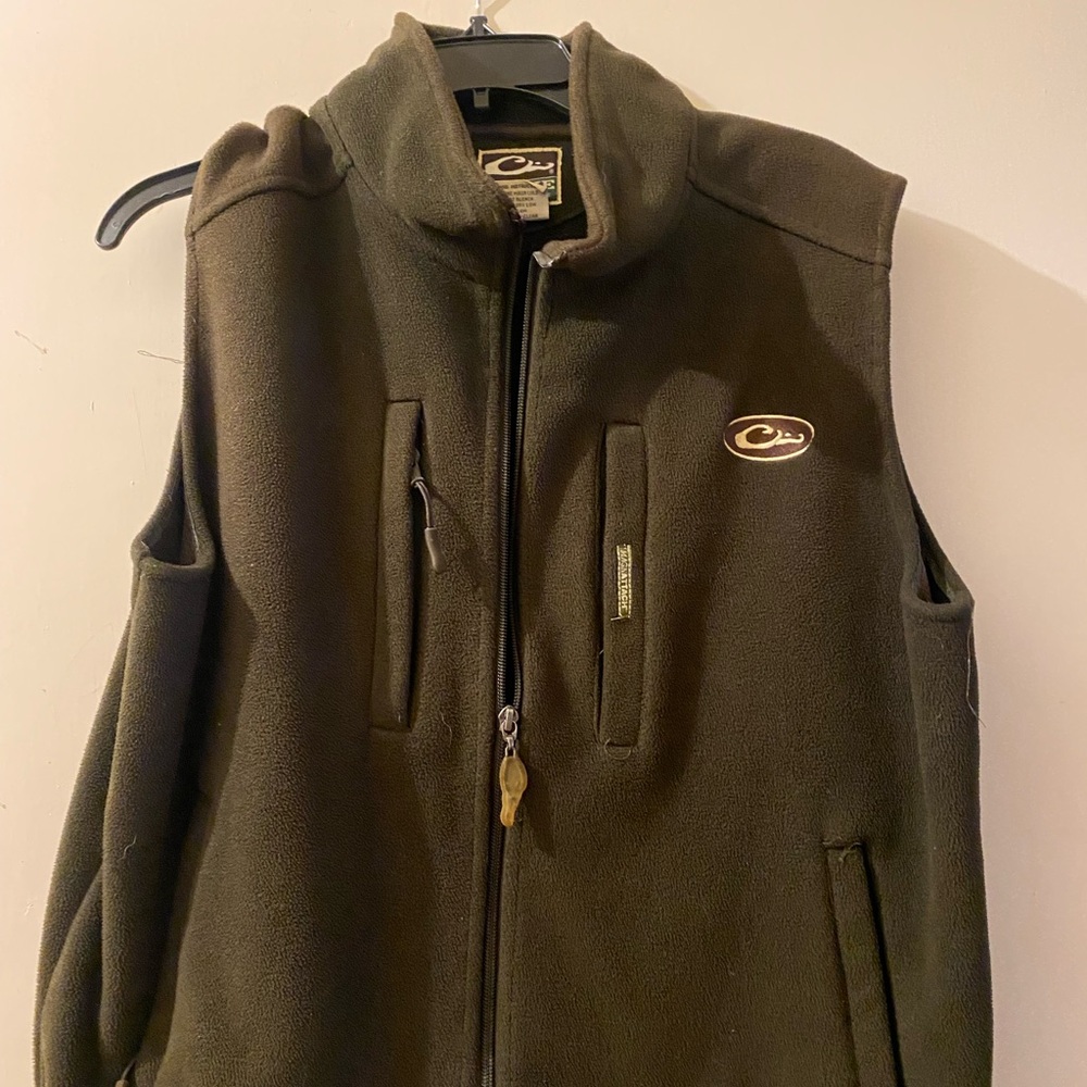 Drake Vest Men Medium Green Fleece Magnattach Hunting Full Zip Waterfowl System